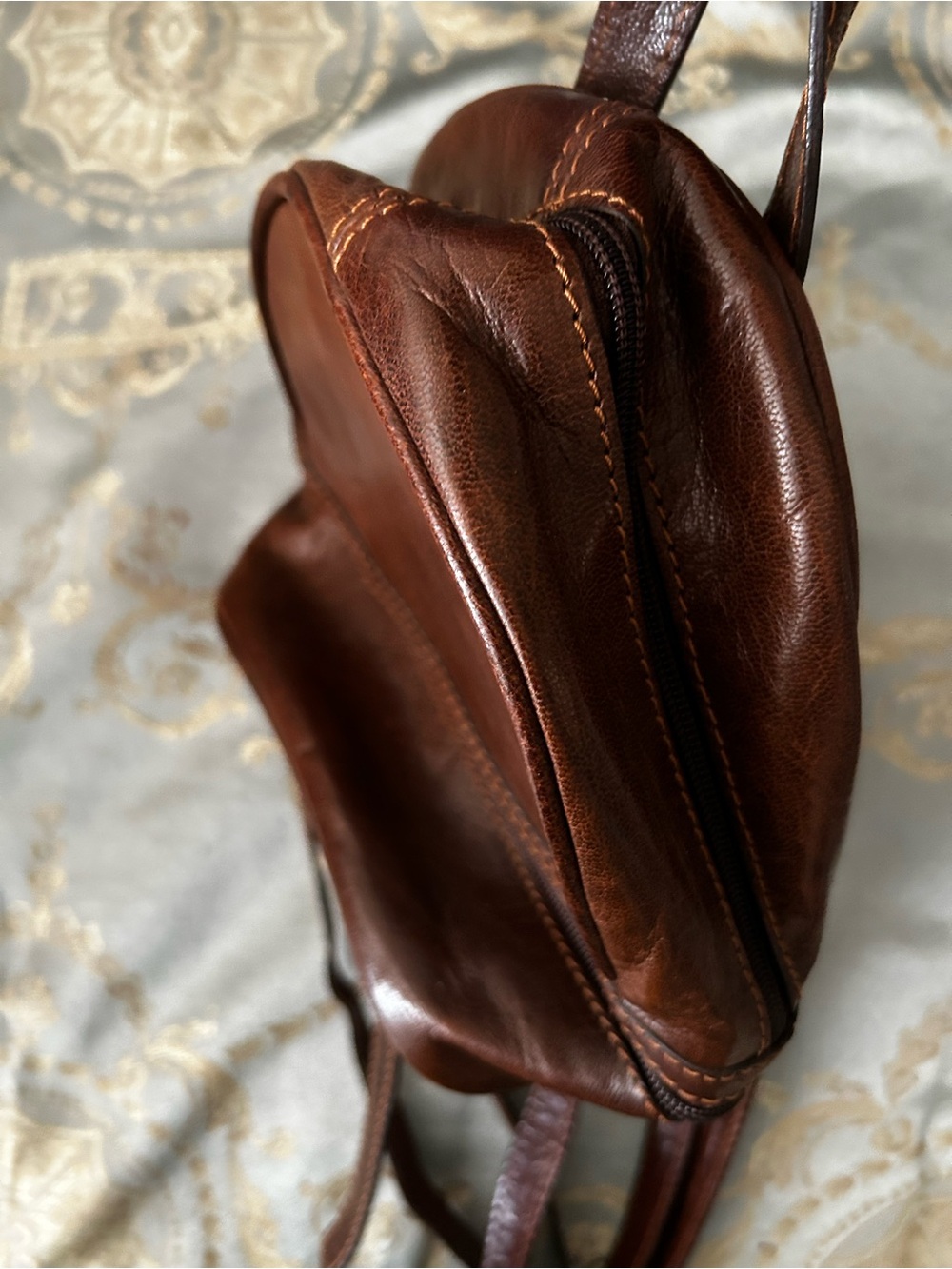 Classic Brown Leather Mini Backpack - Picture 6 of 7